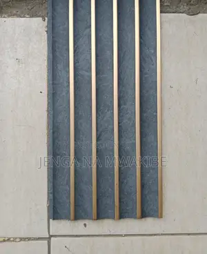 Premium Grey With Gold Groves Ps Fluted Accent Wall Board