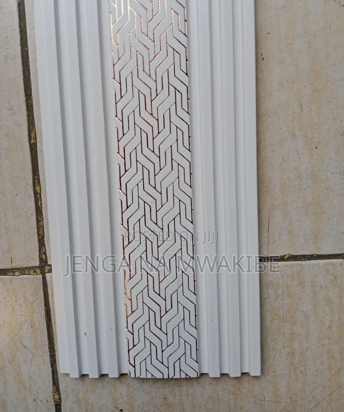 Rose Gold Geometric Herringbone Inlay Strip Wall Panel