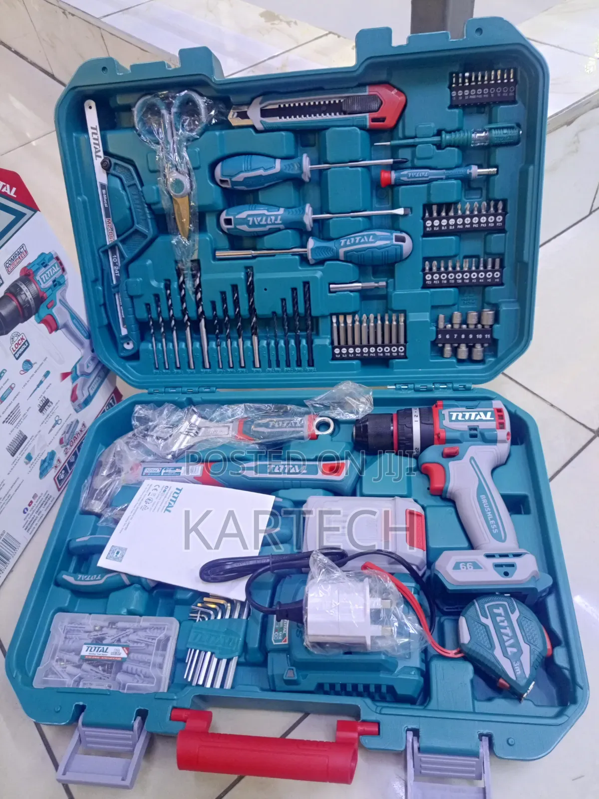 Total 165pcs 66nm Cordless Drill Combo Tool Set