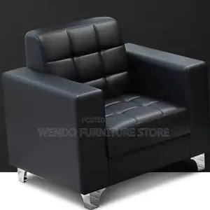 Office Sofa; Five Seaters Executive Black Leather Office Sofa Set