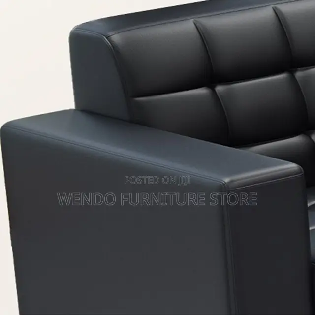 Office Sofa; Five Seaters Executive Black Leather Office Sofa Set