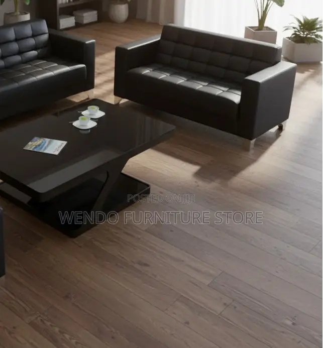 Office Sofa; Five Seaters Executive Black Leather Office Sofa Set
