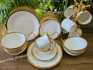 24 Pieces Gold Rimmed High Quality Dinner Set