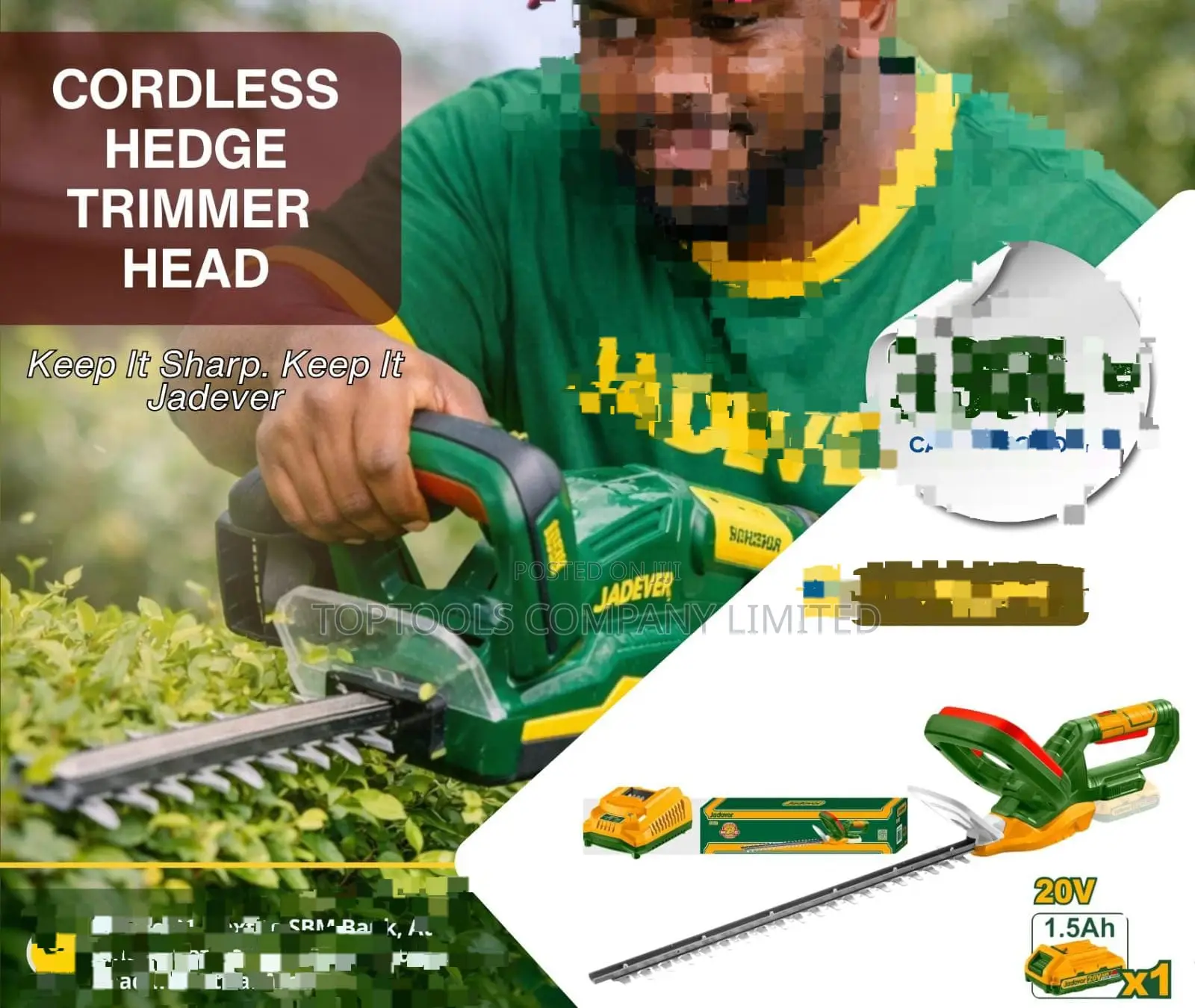 Cordless Hedge Trimmer Head 20v