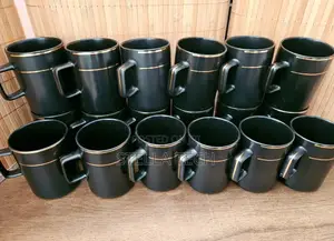 High Quality Black Ceramic Mug Gold Line