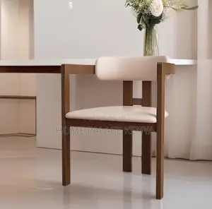 Dining Chair: Solid Wood Dining Chair With Armrest and Fabric Cushion