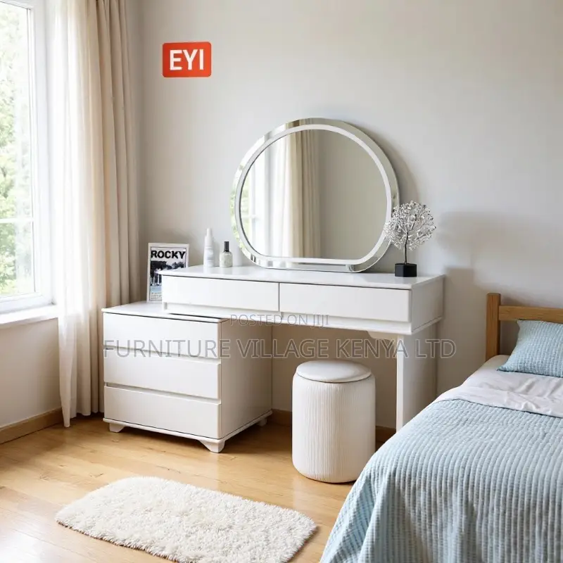 Creamy White Modern Vanity Make Up Table