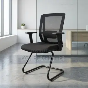 Office Chair : Modern Black Mesh Ergonomic Office Visitor Chair