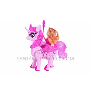 Pink Toy Doll Unicorn Princess Ride