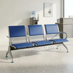 Office Chair : Blue 3-Seater Linked Waiting Chair