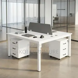 Office Workstation : G12 White Dual-User Office Workstation
