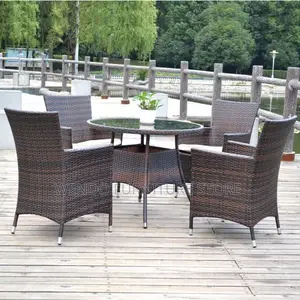 Dining Set; Four Seaters Rattan Wicker Outdoor Garden Set