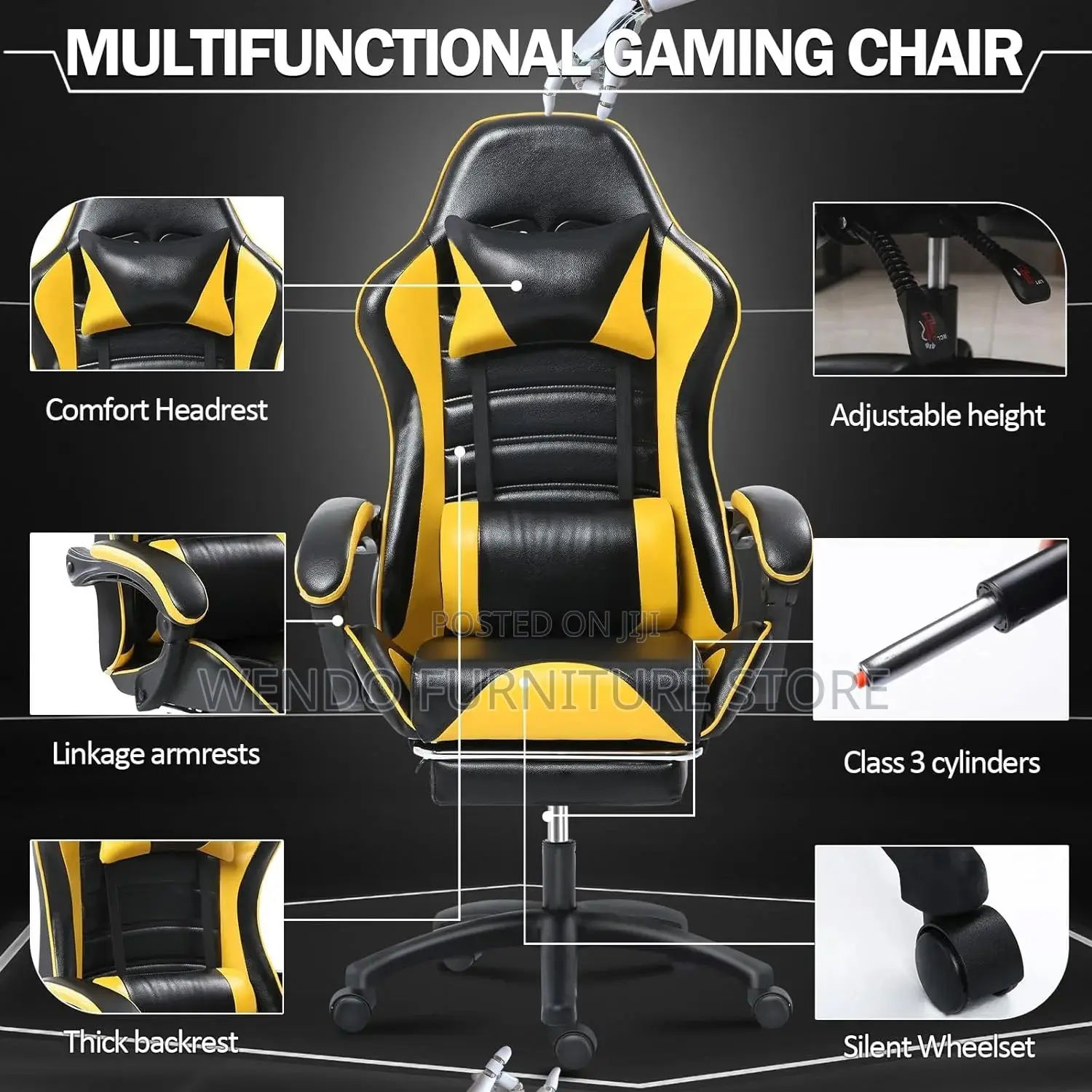 Office Chairs; Fabric Made Gaming Chair With High Backrest