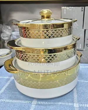 3pcs Set Ceramic Casserole Serving Dishes With Glass Cover