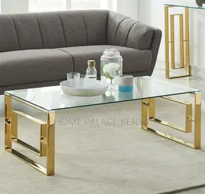 Coffee Table: Glass Top Coffee Table With Gold Stainless Steel Base