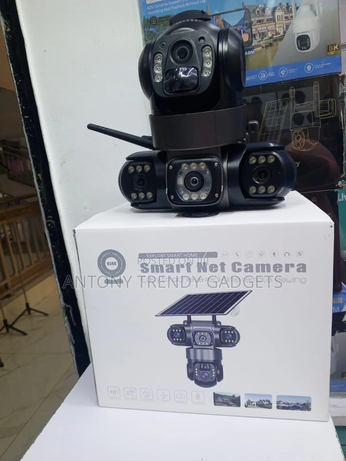 V380 Solar Security Camera Two-Way Audio Motion Detection