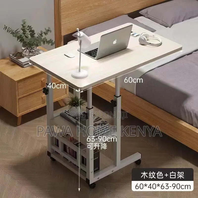 Adjustable C-Shaped Side Table With Wheels