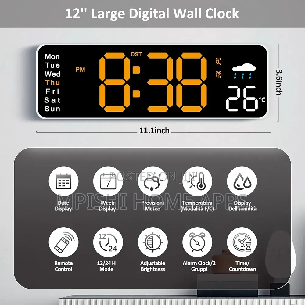 11 Inches Led Digital Wall Clock