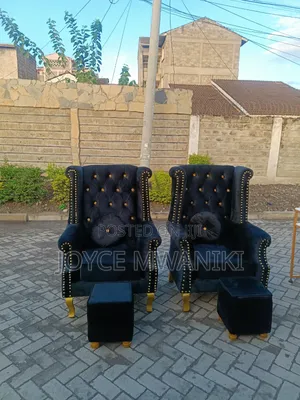 2 Black and Gold Pedicure Seats, Plus 2 Stools