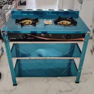 Heavy Duty Rebune Double 2 Burner Standing Gas Stove With Shelves 
