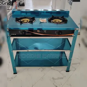 Quality Rebune Double Burner Standing Gas Stove With Shelves 