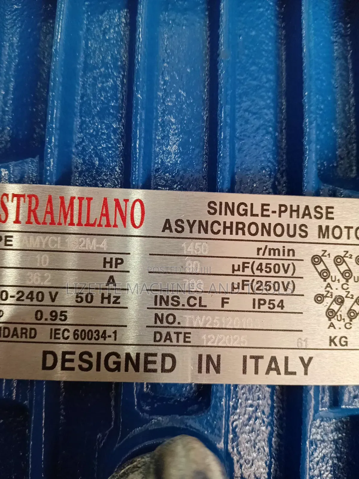 Astramilano 10hp Single Phase Low Speed Motor
