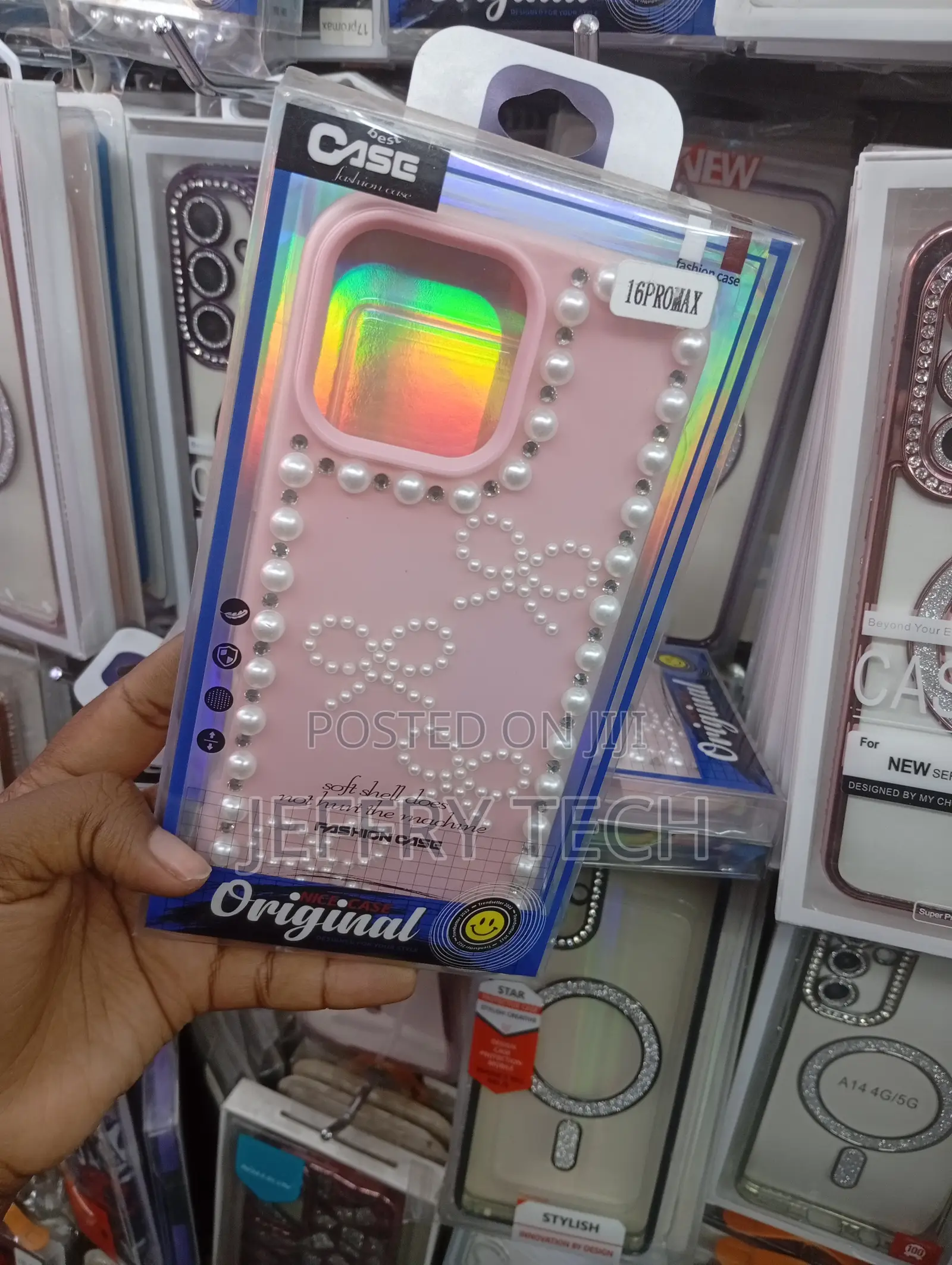 " for an iPhone 16 Pro Max Featuring a 3d Pearl-Style Bow Design.