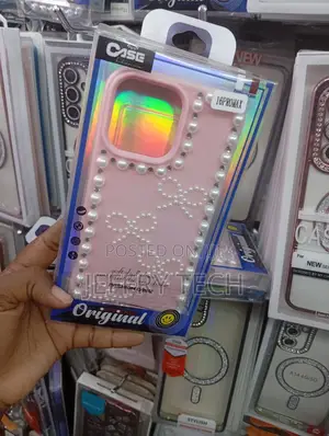" for an iPhone 16 Pro Max Featuring a 3d Pearl-Style Bow Design.