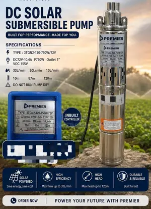 Dc Solar Submersible Waterpump 72v 1inch 750watts