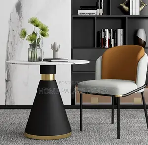 Round Table: White Marble Top Accent End Table