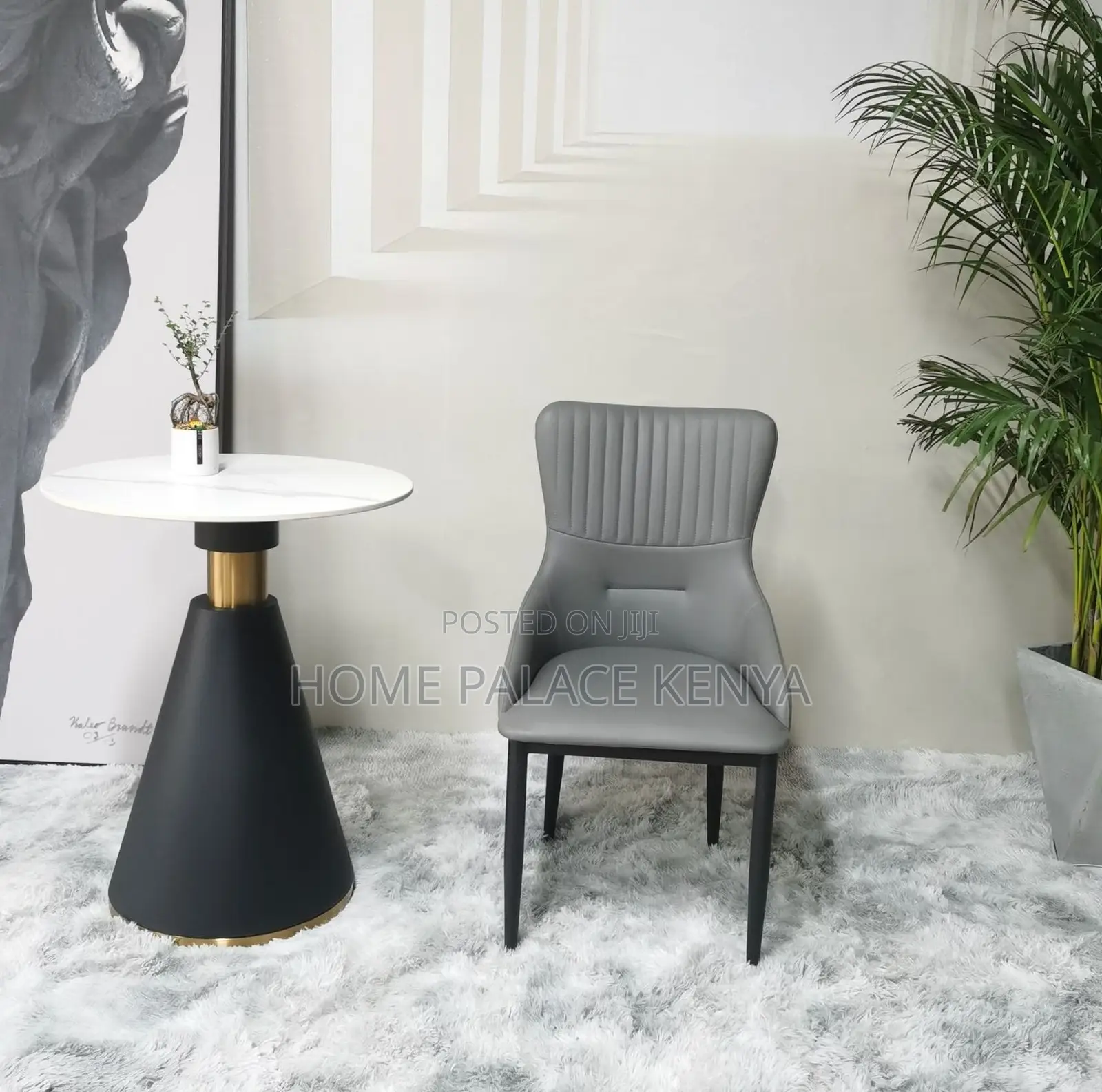 Round Table: White Marble Top Accent End Table