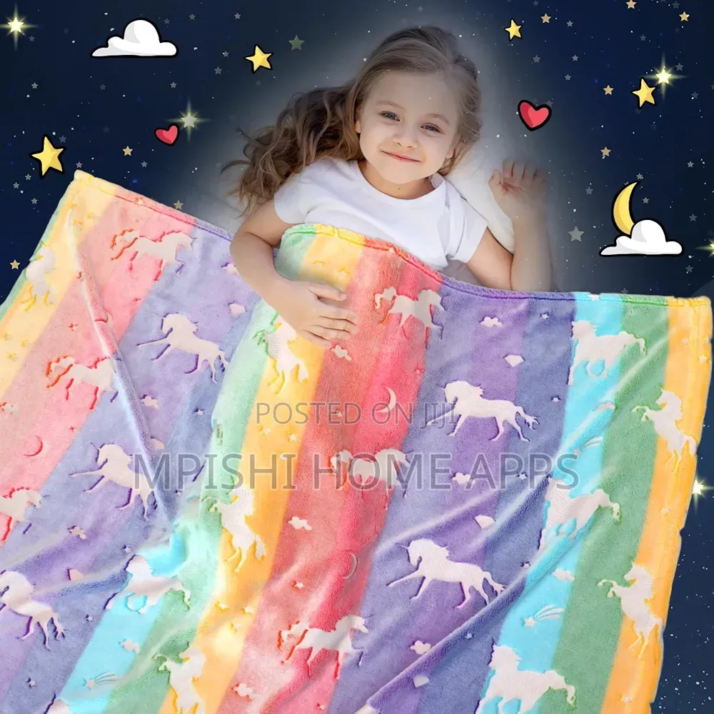 Glow in the Dark Unicorn Blanket Rainbow
