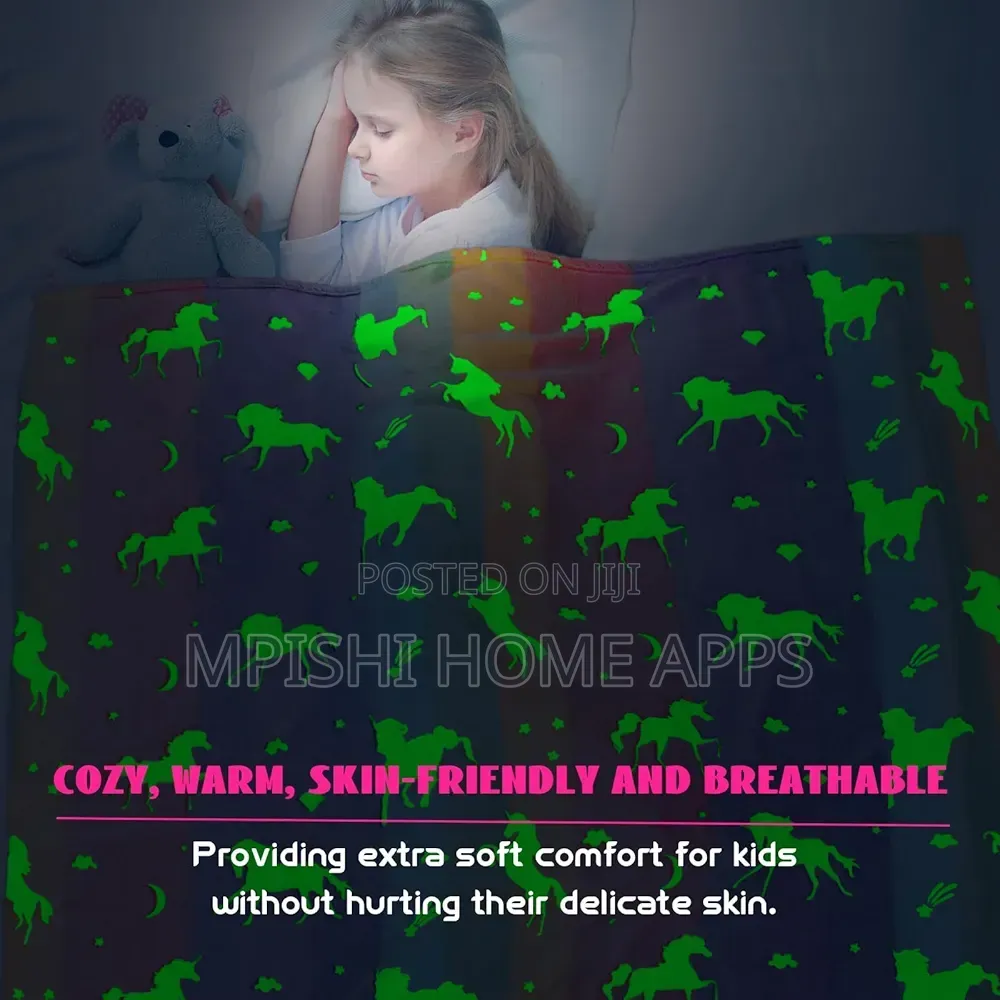 Glow in the Dark Unicorn Blanket Rainbow
