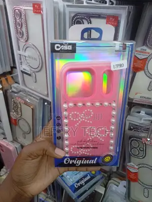 Phone Case Pearl Bows and an Iridescent for an Apple iPhone 17 Pro.