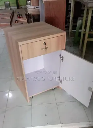 Light Wood Mobile Cabinet With Drawer Door