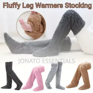 Pair of Fluffy Leg Warmers Over Knee Fuzzy Thigh High Long Stockings