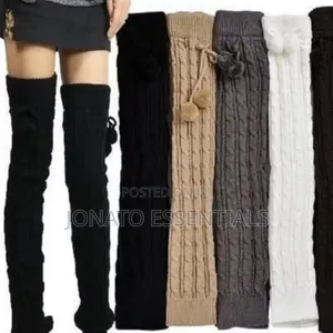 Pair of Thigh High Knit Leg Warmers Over Knee Long Socks
