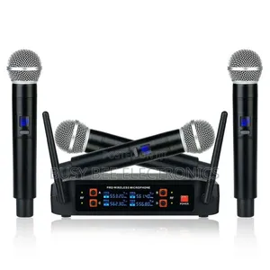 Professional 4-Channel Dual Handheld Uhf Wireless Karaoke Microphone