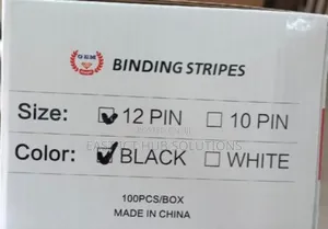 100-Pack 12-Pin Veloh Binding Strips - Black Durable Plastic