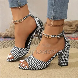 Checked/Black/Red Heel Shoes