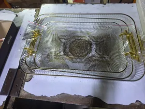 3pc Serving Classic Acrylic Gold Trays