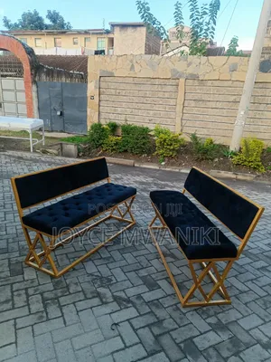 2 Salon Waiting Seats, .Black And Gold