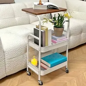 42*30x76cm Wooden Top Double Mesh Trays Trolley Rack