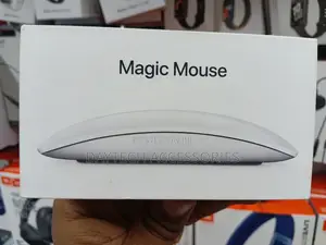 This Is an Apple Magic Mouse in White With a Multi-Touch Surface.