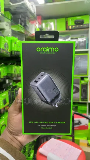 Oraimo Hypergan 65 Smart Gan Charger for Laptop, Tablet Phone