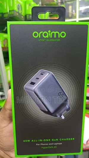 Oraimo Hypergan 65 Portable Fast Charger With Multi-Device Support