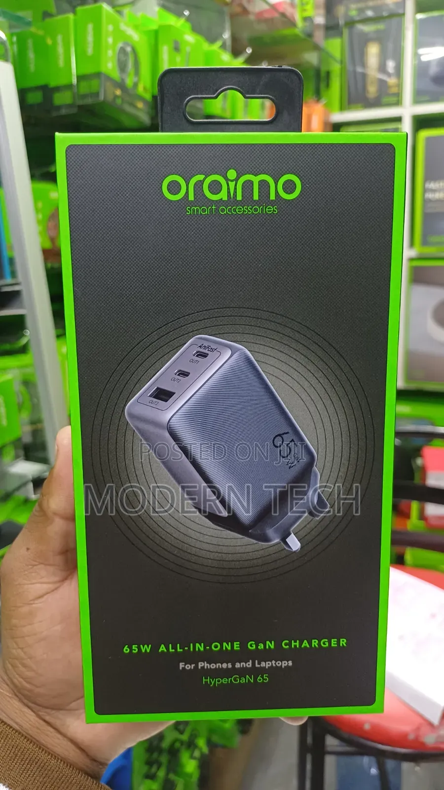 Oraimo Hypergan 65 Portable Fast Charger With Multi-Device Support