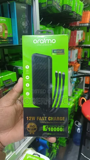 Oraimo Slice Link 10000mah 12w Inbuilt Cables Power Bank