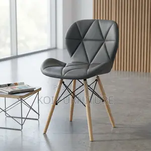 Dining Chair : Black Faux Leather Eames-Style Dining Chair