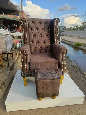 Brown Pedicure Seat, Pouf and a Podium 